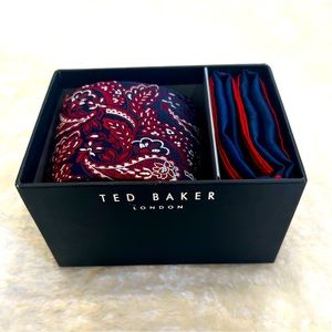 Men’s NWT Ted Baker London Silk Tonal Paisley Tie & Pocket Square Set